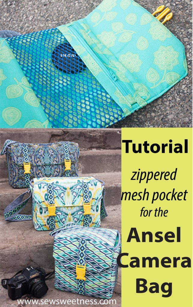 Free Tutorial: Adding a Zippered Mesh Pocket to the Sew Sweetness Ansel Camera Bag sewing pattern